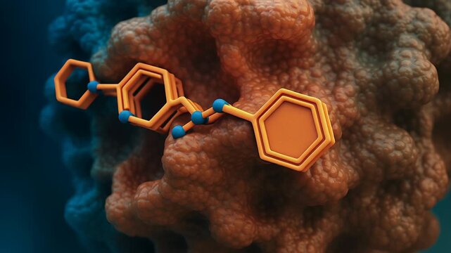New drug molecule interaction with protein structure molecular biology and chemistry revealing complex molecular interaction for pharmaceutical