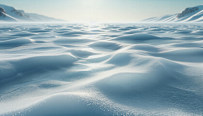 Beautiful Natural Winter Background with Sparkling Snow and Frozen Landforms