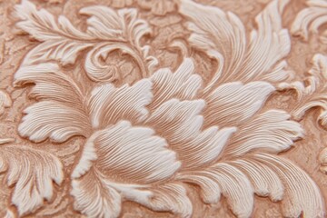 Ornate floral relief pattern in light beige and cream