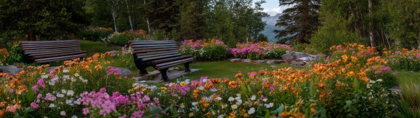 Obraz premium Panoramic garden scene nature hdr 360 degrees