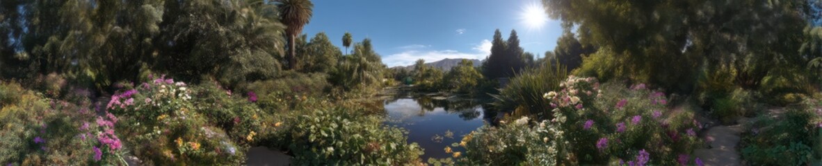 Obraz premium Nature hdr panoramic view of serene garden