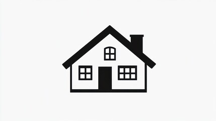 Simple black and white house icon, graphic design, use for home apps, websites, or illustrations