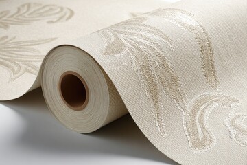 Beige wallpaper roll, intricate design