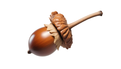 An acorn resting on a transparent background, symbolizing late autumn nature and the outdoors