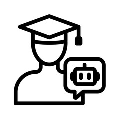 Education Assistant Line Icon of AI Tutors Icon Set