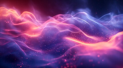 Obraz premium Vibrant abstract gradient nebula waves with glowing orange and purple hues