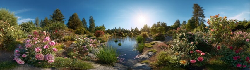 Scenic nature panorama garden hdr 360 degrees