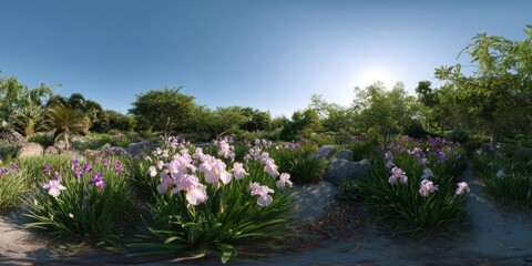 Panoramic nature garden hdr 360 degree view