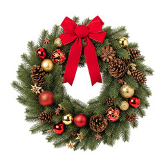 christmas wreath on white background