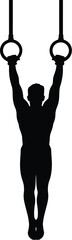 Fototapeta premium Gymnast hanging from rings gymnastics athlete