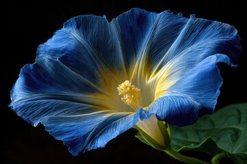 Vibrant blue and yellow flower, close-up