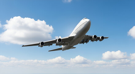 Fototapeta premium Airplane di Langit Biru, Airplane Flying in Blue Sky