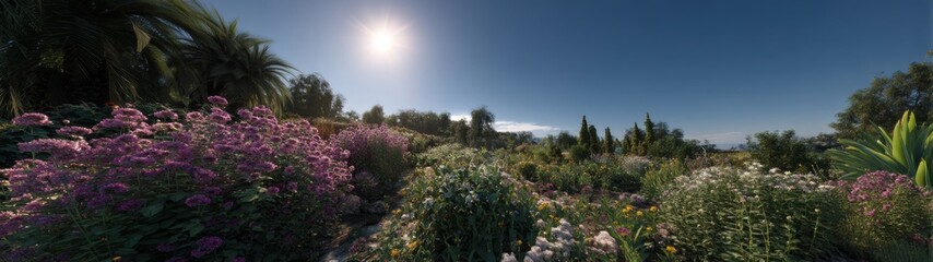 Panoramic garden scene nature hdr 360 degree