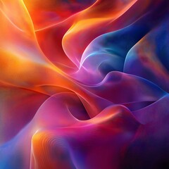Obraz premium Captivating abstract digital art with fluid forms and radiant hues of orange blue and purple