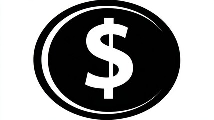 Obraz premium Black and White Icon of a Dollar Sign Set in an Oval Shape, Representing Finance and Monetary Transactions, Perfect for Business or Economic Themes