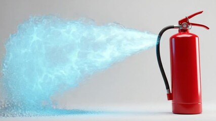 Fire extinguisher spraying water in a safety demonstration