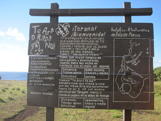 Te Ara o Rapa Nui Cultural Route Signboard, Easter Island