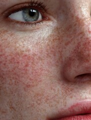 Fototapeta premium Close-up of white skin, showing red marks from allergies