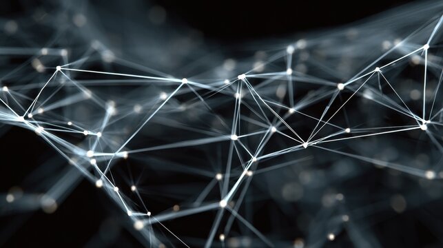 Abstract digital network structure with glowing lines and nodes representing data connections in a futuristic technology landscape