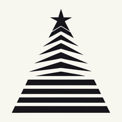 Fototapeta premium Stylized Christmas Tree Illustration with Geometric Shapes Star on Top Minimalist Design Holiday Season Celebration