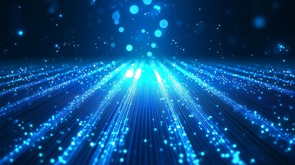 Blue Sci-Fi Light Particle Background (Dynamic Light Beams, Light Spots, Futuristic Digital Scene)