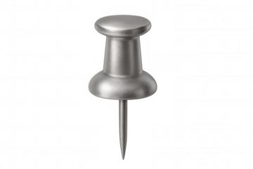 Metallic push pin gleaming, standing out on transparent backdrop, adding sleek accent to graphic design layouts
