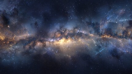 Fototapeta premium Majestic Cosmic Landscape with Stars, Galaxies, and Mystical Nebulae Set Against Deep Space Background for Digital Art or Astronomy Projects