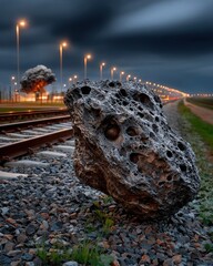 Giant asteroid impact on Earth with massive fiery explosion and dark apocalyptic clouds in cinematic detail.