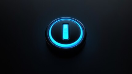Illuminated power button on dark background