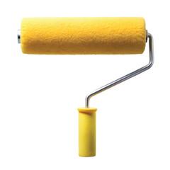 Fototapeta premium Paint Roller: A clean and realistic paint roller with yellow sponge, sharp PNG cutout