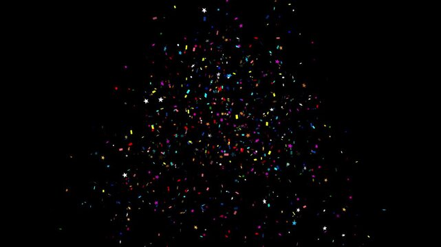 Confetti party popper explosions backgrounds, 4K greeting animation sparkling confetti falling on flying golden balloons. 3D for celebration party. explosion, Party, Events, Festivals, Birthdays