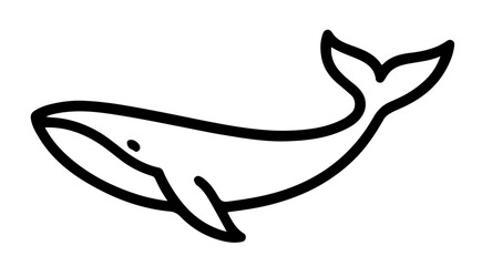 Obraz premium Minke whale outline icon ocean animal line art minimal sea life