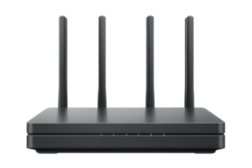 Wireless router with four antennas isolated on a transparent background technology