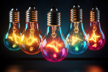 Awesome Colorful infographic with three bulbs and abstract background