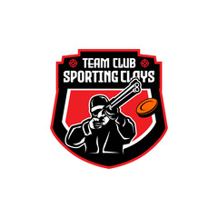 Sporting Clays Shooting Sports Target and Shotgun Gun Club Logo Template