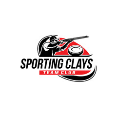 Sporting Clays Shooting Sports Target and Shotgun Gun Club Logo Template