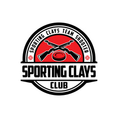 Sporting Clays Shooting Sports Target and Shotgun Gun Club Logo Template