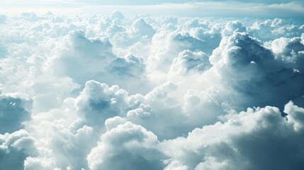 High-altitude view of fluffy cloudscape