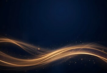 Obraz premium Dark Navy Blue Background with Glowing Golden Gradient Curves