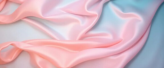 Obraz premium Flowing Pink Silk Fabric Draped over Light Blue Material