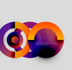 Obraz premium Abstract design features overlapping circles, vibrant colors, gradient effects. Modern composition suitable for backgrounds, presentations.