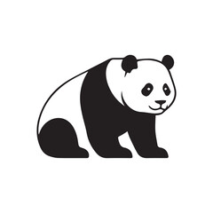 Cute panda bear silhouette. vector illustration