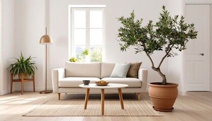 Olive tree in serene space