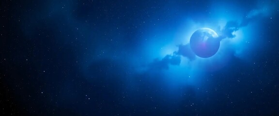 Fototapeta premium Ethereal Blue Celestial Body Illuminating a Starry Nebulous Space