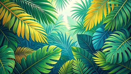 Tropical Lush Foliage Background.