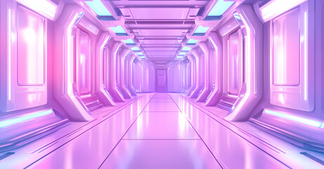 Futuristic Pink Neon Corridor