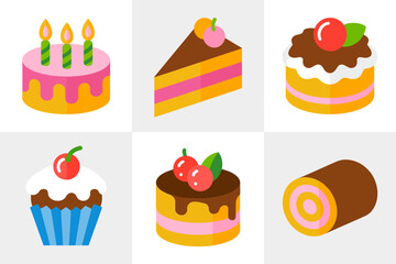 Ice cream and dessert illustration with sweet food design, popsicle and cone graphics, frozen treat and delicious art, summer vector set