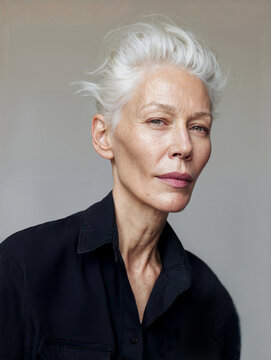 Beauty portrait of mature senior woman