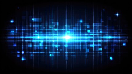 Obraz premium Abstract digital network background with glowing blue lines and squares.