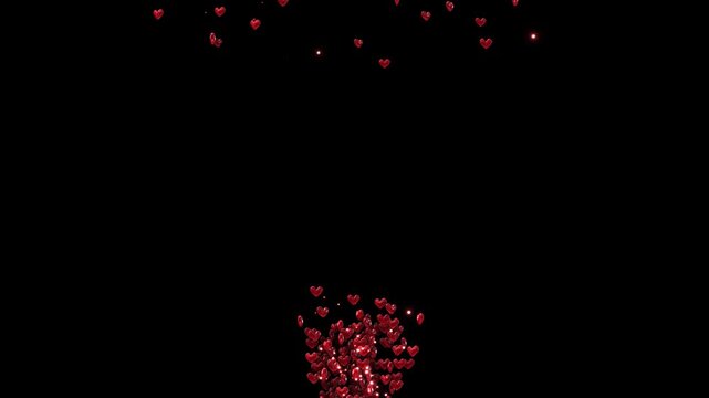 Romantic Falling Heart Sparkle Animation Overlay Romantic animation red hearts luminous sparkles. Perfect for Valentine s greetings, weddings, love intros, festive celebrations, magical overlays,